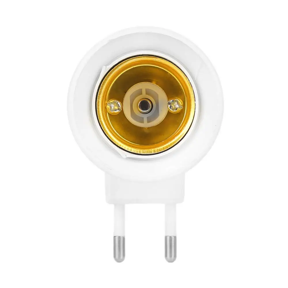 1PC Hot Sell Practical White E27 LED Light Socket To EU Plug Holder Adapter Converter ON/OFF For Bulb Lamp Base Lamp Socket