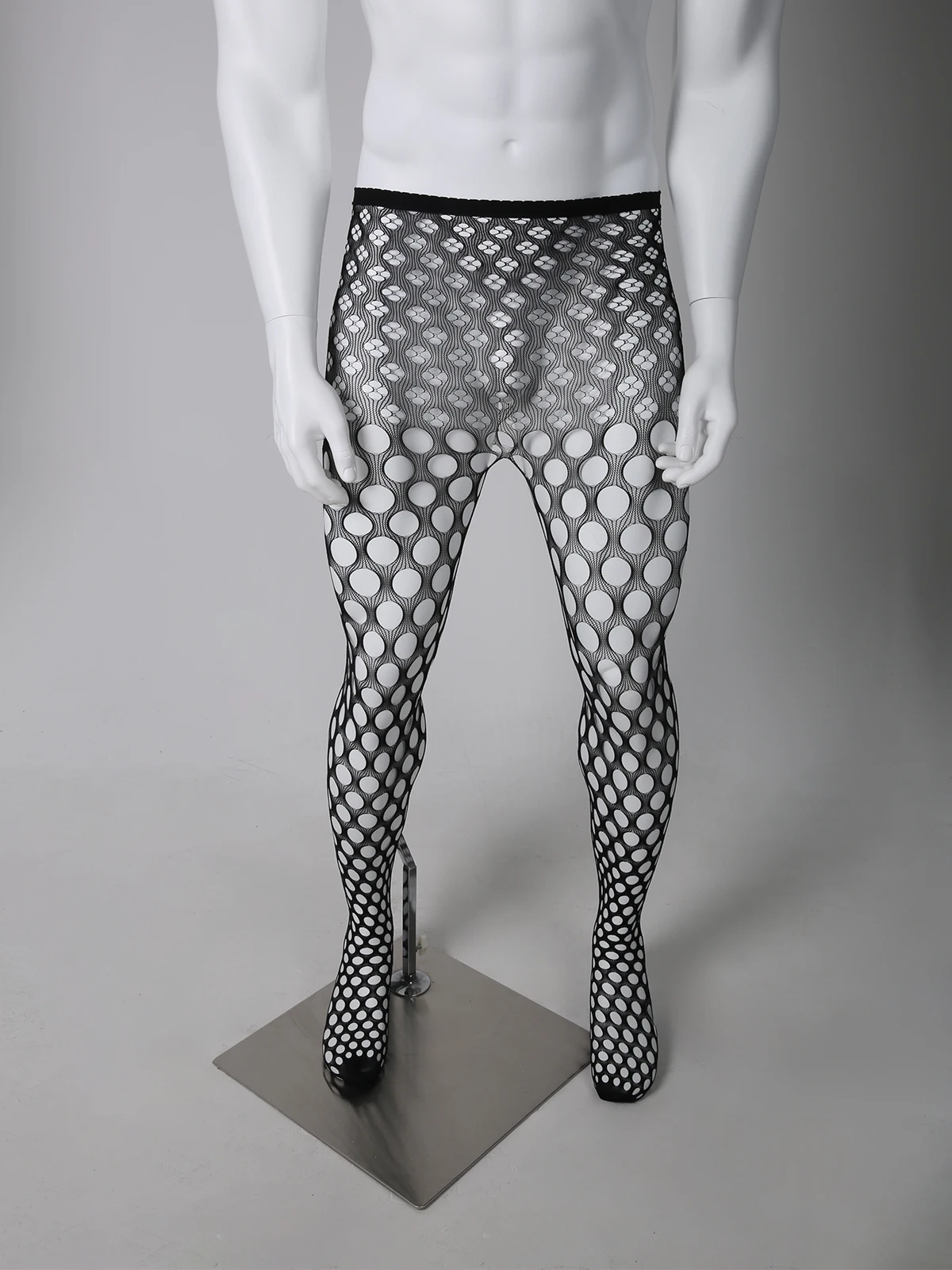 

Мужские кружевные чулки, эластичные колготки до бедра, черные сетчатые ажурные сексуальные прозрачные ночные костюмы, прозрачные эротические леггинсы