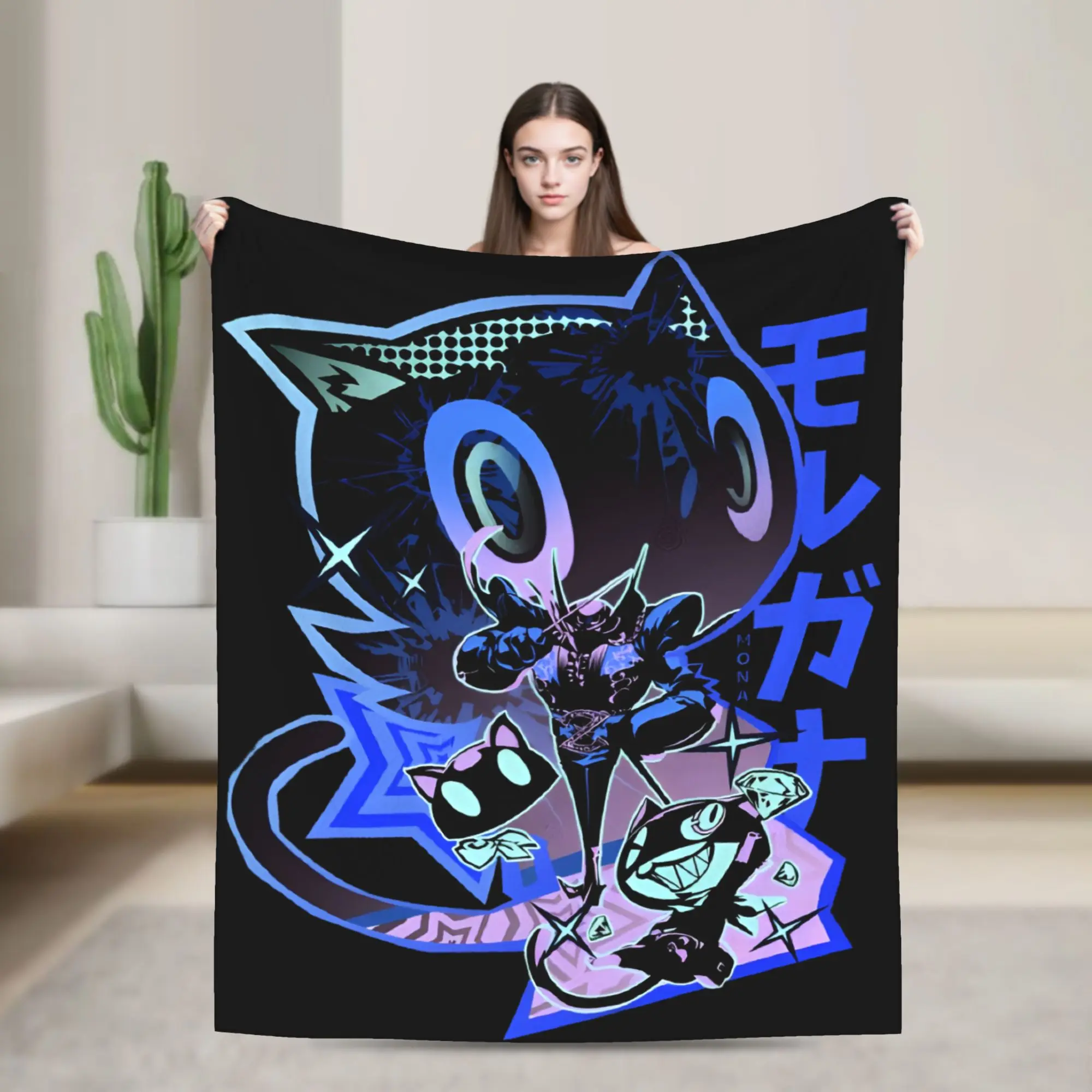 Persona Code Name Mona Blanket Cover   Flannel Throw Blankets Bed Sofa Printed Soft Warm Bedsprea