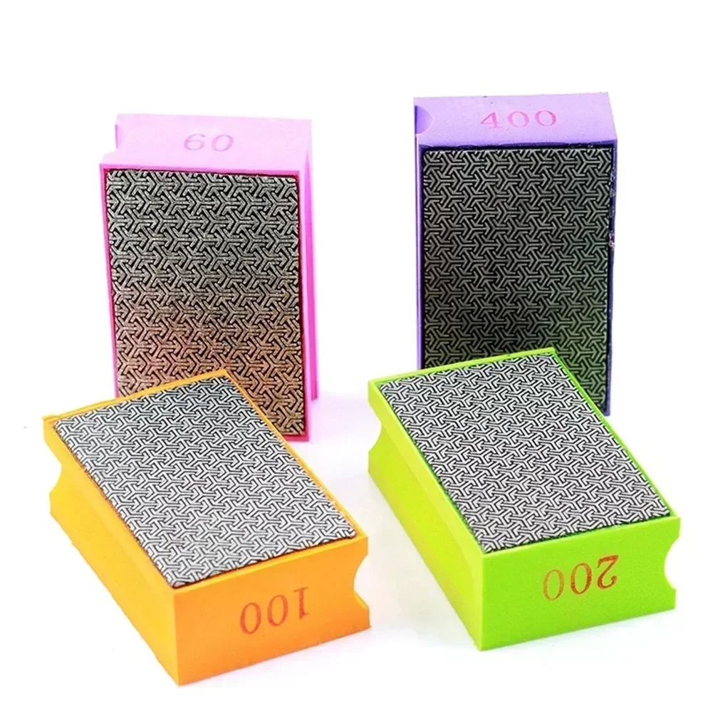 90*55mm Diamond Polishing Hand Pad Block For Stone Polishing Tile Trimming Glass Burr Trimming Buffing Sponge Polishing Pads