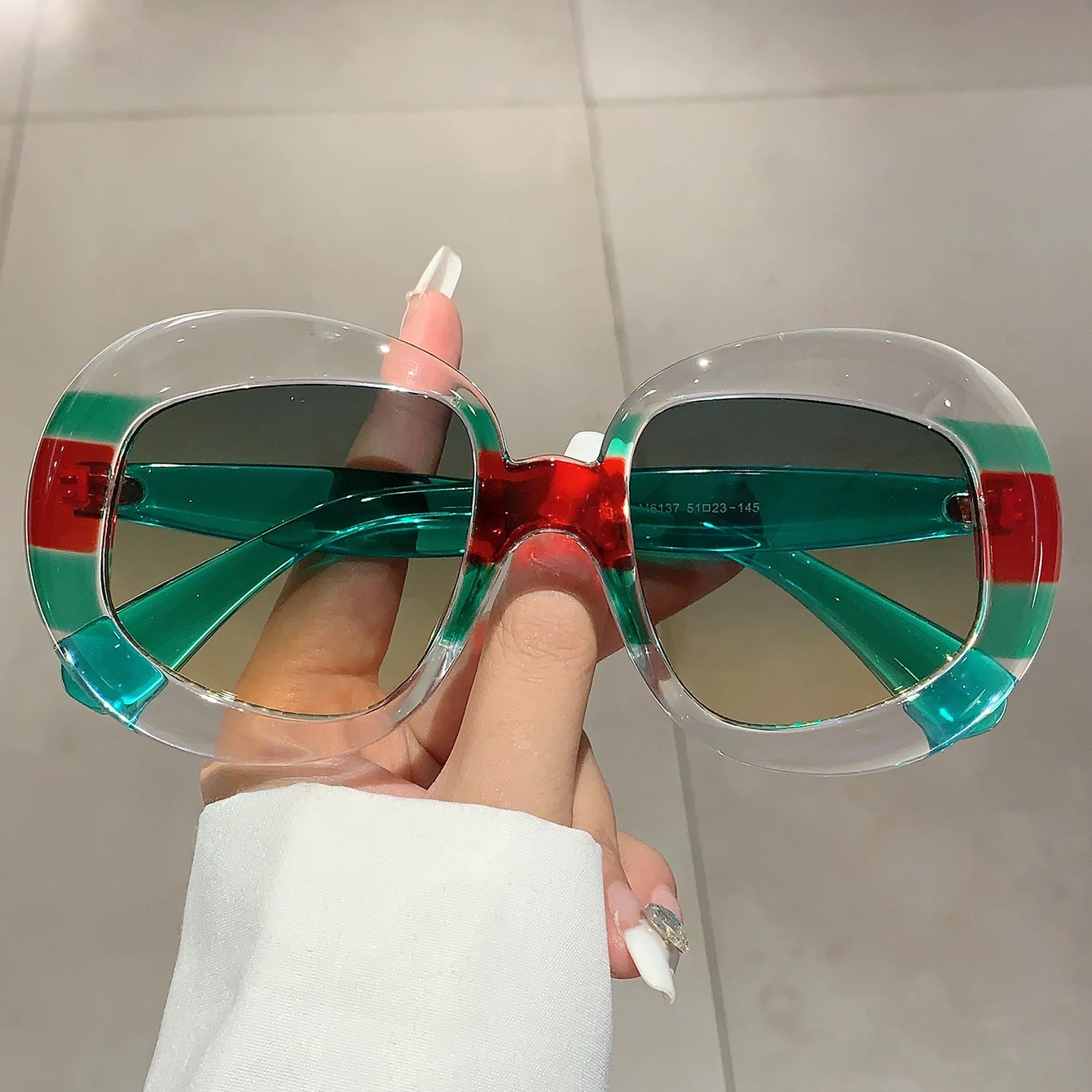 KAMMPT Oversized Fashion Sunglasses 2024 New Multi Candy Color Women Shades Trendy Stylish Gradient Brand Travelling Eyewear