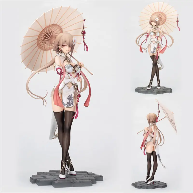 Rita Huanxisha Ancient Style Collapses Three Anime Hand-Made Model Decorations Two-Dimensional Umbrella Standing Cheongsam