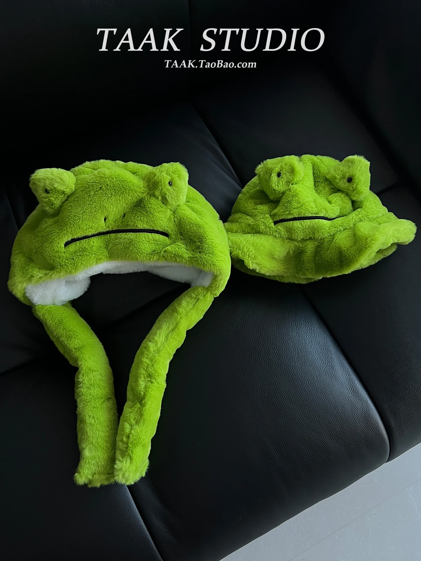 Korean Cute Frog Thickened Plush Bomber Hat Female Winter Warm Funny Ear Hat Show Face Small Bucket Hat Men