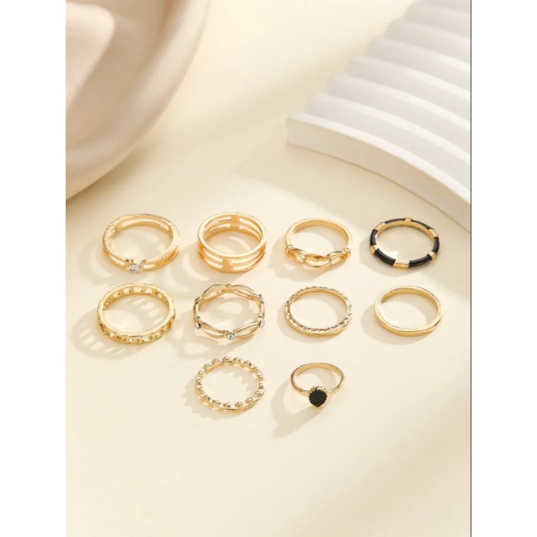 Women's Explosive Alloy Ring 10-Piece Set Trendy Earrings Creative Bracelet Jewelry Set Fresh Accessories