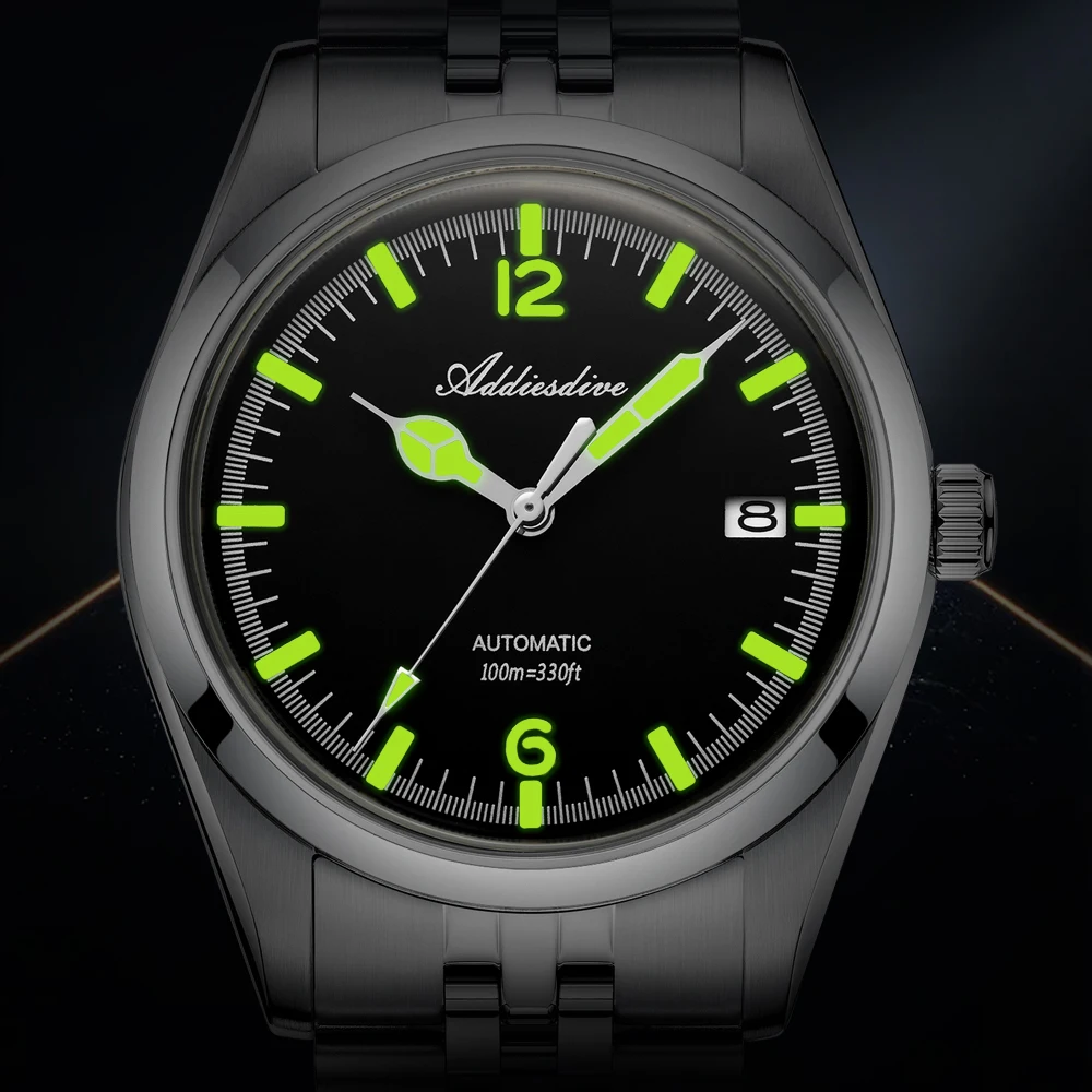 ADDIESDIVE Luminous Automatic Mechanical Watches for Men Bubble Mirror Glass NH35 Analog Watch Luxury Waterproof Dive Wristwatch