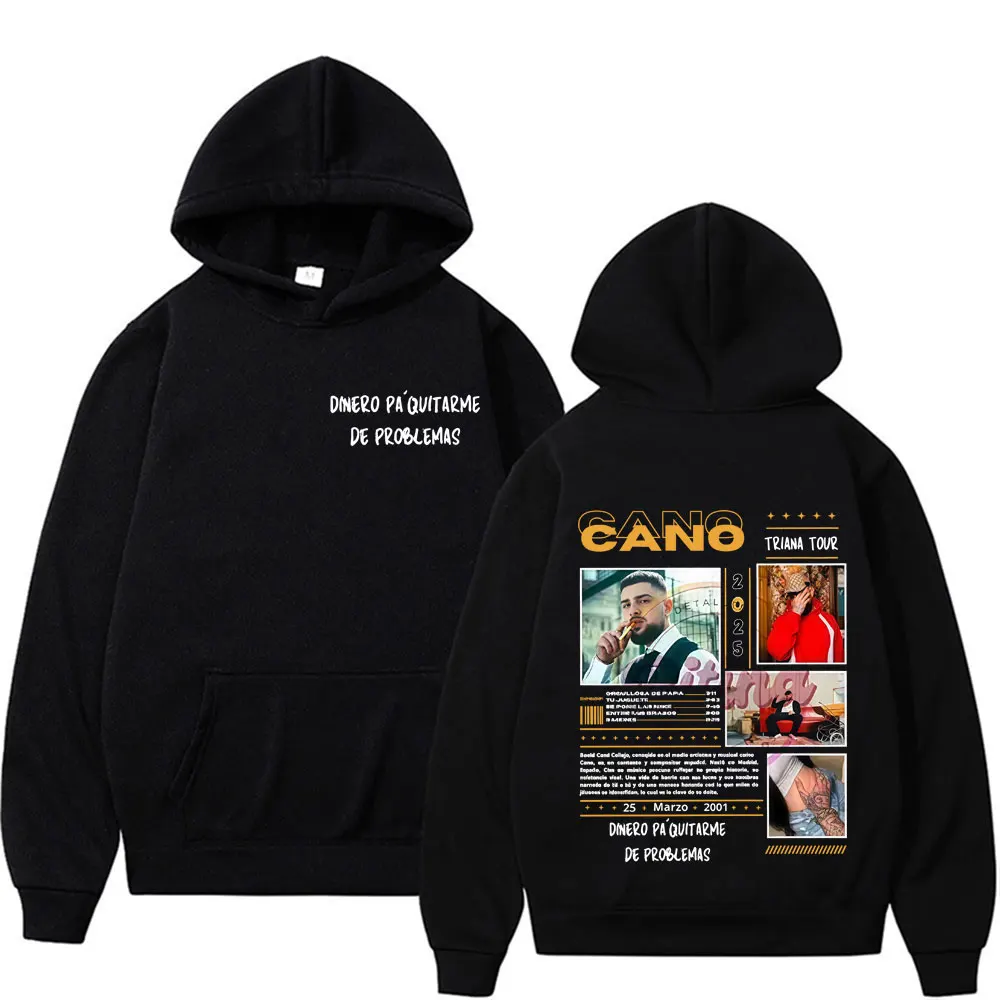 Sudadera gráfica del rapero Cano Triana Tour Album 2025, ropa para hombre, Sudadera con capucha Vintage de Hip Hop, sudaderas holgadas de gran tamaño cómodas Unisex