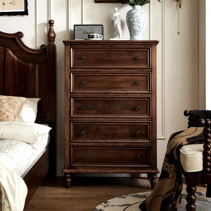 

American chest pure solid wood living room storage master bedroom drawer bedside cabinet