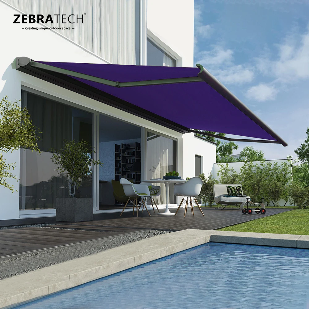 Modern Luxury Retractable Awning for Balcony Terrace & Rain Canopy Extendable with Aluminum Frame & PVC Sail Material
