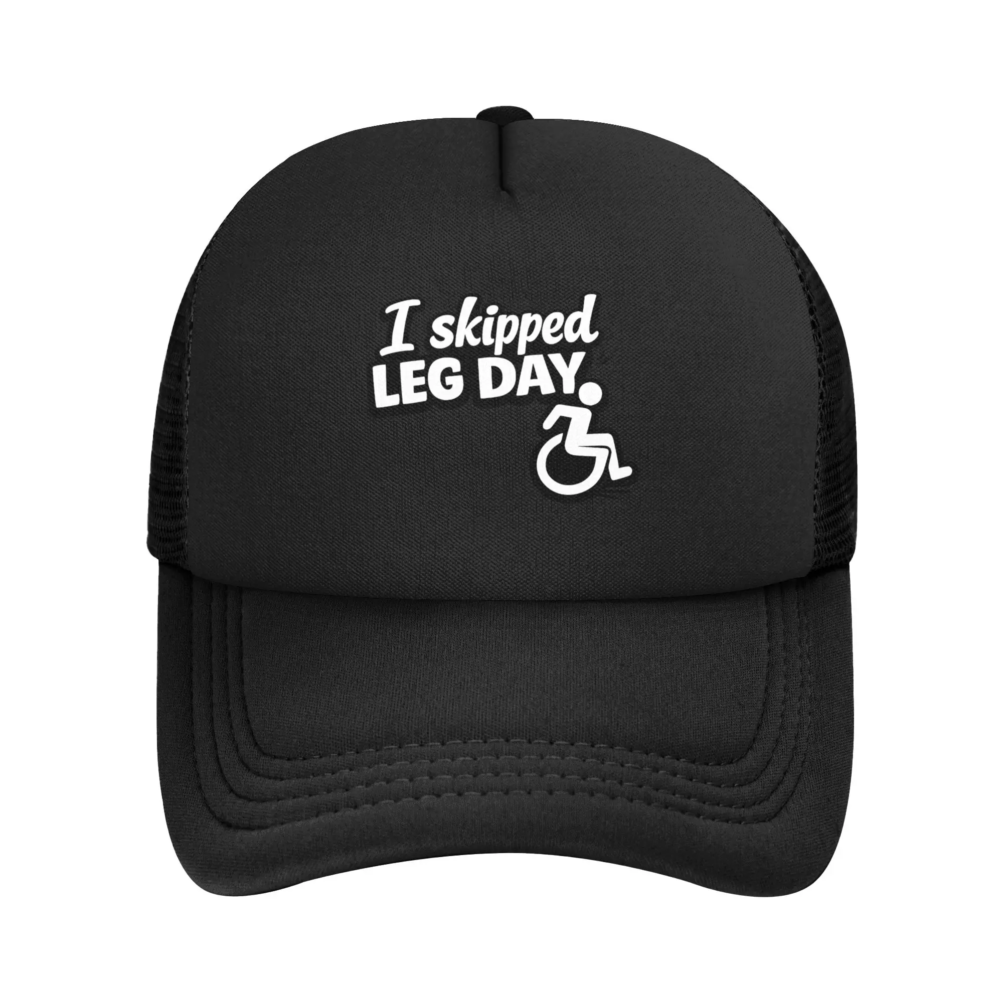 Funny Wheelchair Disability Humor  Leg Day  Mesh Baseball Caps  Sun Hats  Hats Breathable Polyester Sun Hats Summer Trucker Hat
