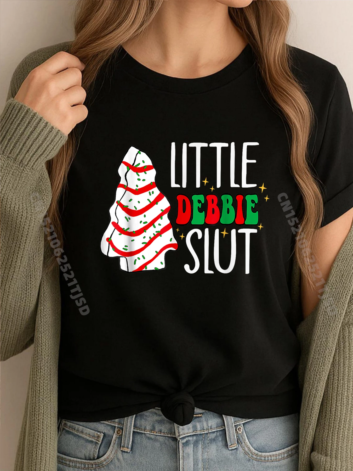 

Littie Deb Bie Sl Ut Christmas Tree Cakes Xmas Black Christian Tshirt Woman Limited Time Special Tops Tee Shirt