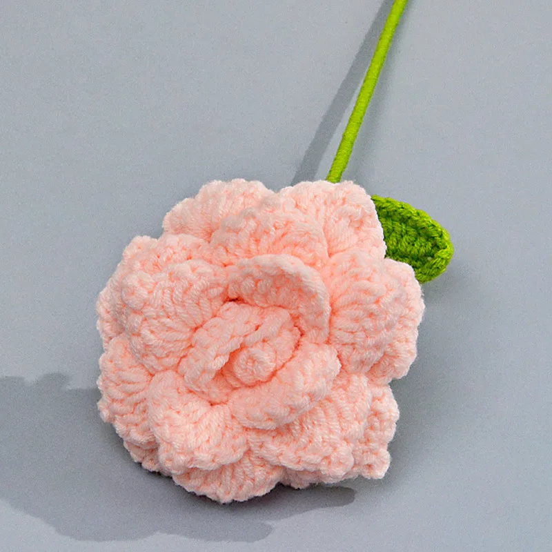 1 x handgefertigte Häkelblumensträuße, gestrickter Rosenstrauß aus Stoff für DIY-Heimdekoration, Geschenk für Frau, Frau, Mutter, Freundin, Liebhaber – Detail 3