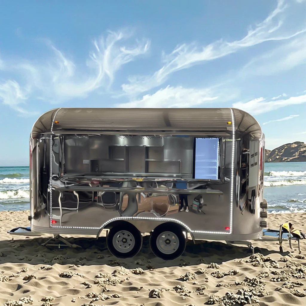 13ft Fiberglass Food Trailer Mobile Food Truck with Full Kitchen for Hotdog & Ice Cream Restaurants