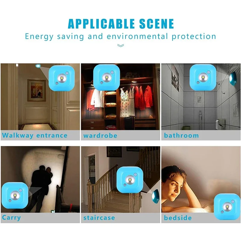 Smart Motion Sensor LED Night Light Mini Wireless Wall Lights Emergency Night Lamp for Bedroom Hallway Stairs Bathroom Dormitory