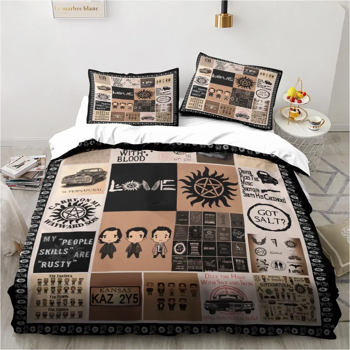 

Cartoon Supernatural Logo Bedding Set for Bedroom Bedspreads for Bed Linen Comefortable Duvet Cover Quilt and Pillowcase