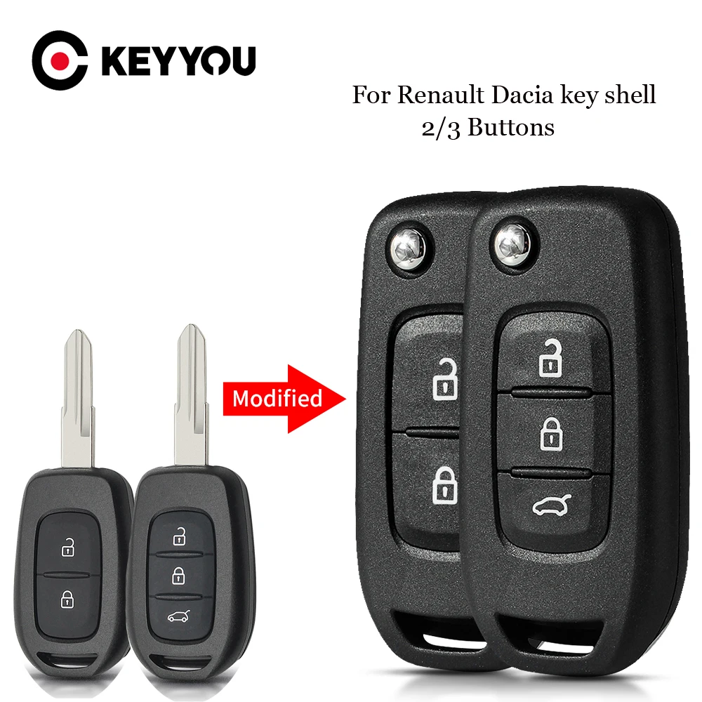 KEYYOU New Great Car Key Modified Shell Case for Renault Symbole Logan Sandero Trafic Lodgy Dokker Duster Dacia 2/3 Buttons