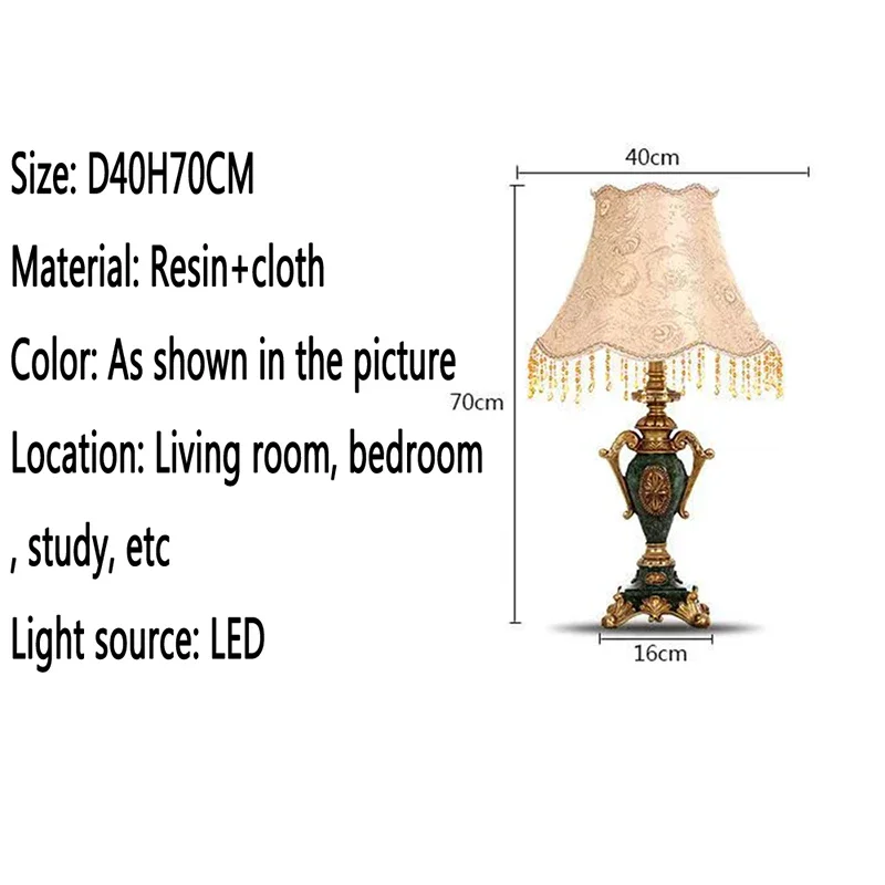 SOURA European Table Lamp Luxurious Living Room Bedroom Study Villa Hotels LED Retro Creativity Bedside Desk Light