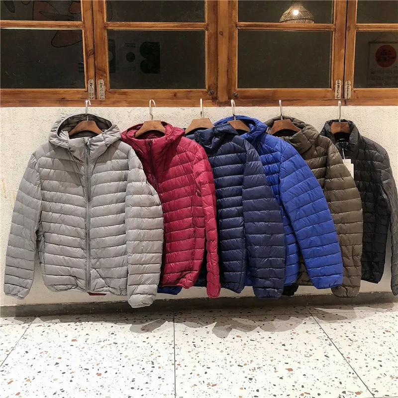 2023 New Autumn Winter Light Thin 90% White Duck Down Jacket Parkas Men Oversize Hooded Coat Male Slim Short Warm Puffer Outwear