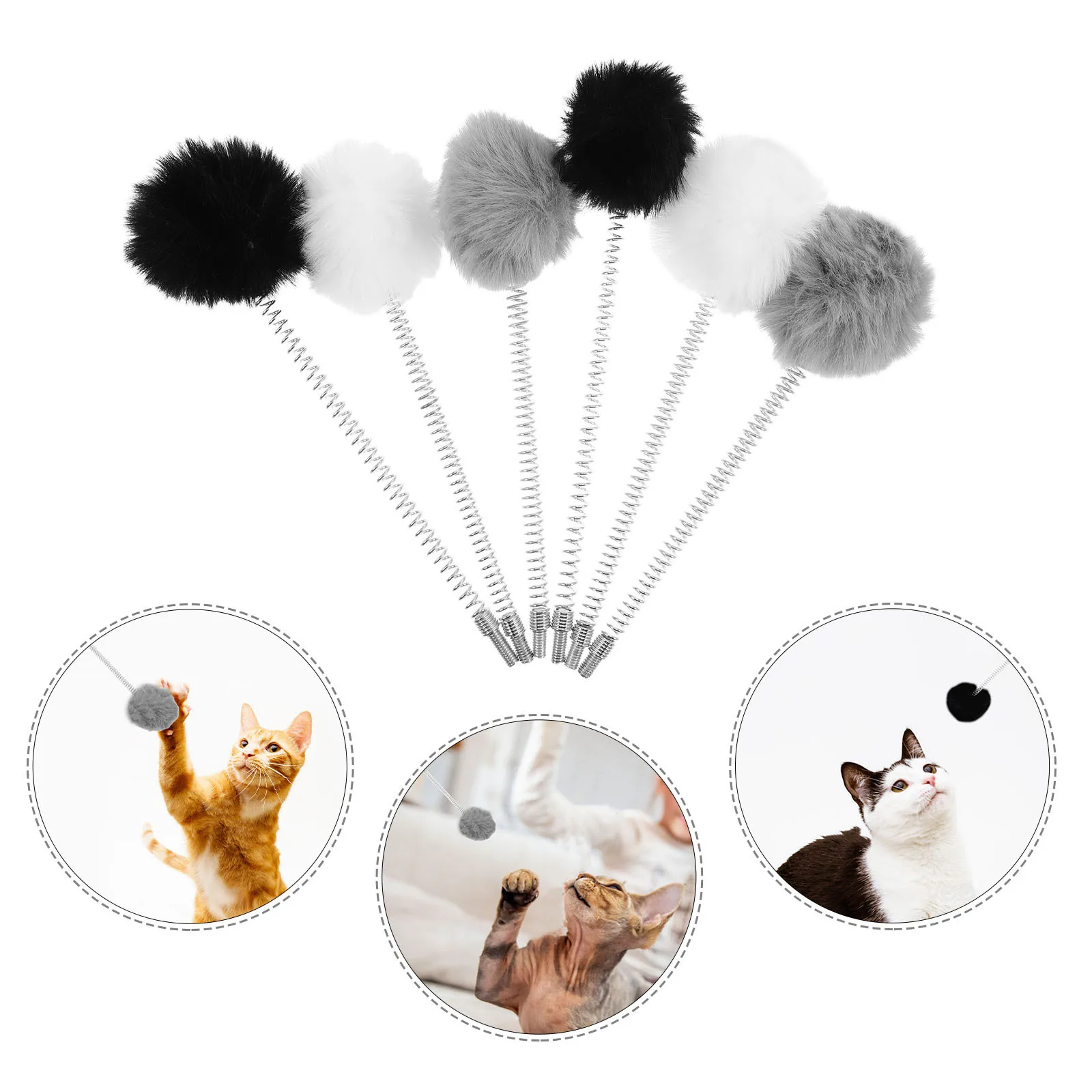 

6pcs Cat Toys: Hanging Balls For Indoor Cats Chasing Playing Assorted Colors Self-Play Dangling Pet Teaser