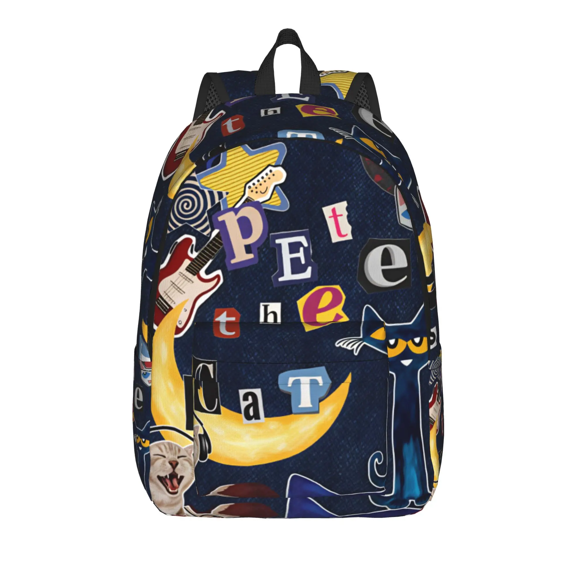Pete the Cat I Love My White Shoes Backpack  Leisure Backpacks Student Unisex Outdoor Print High School Bags Custom Rucksack