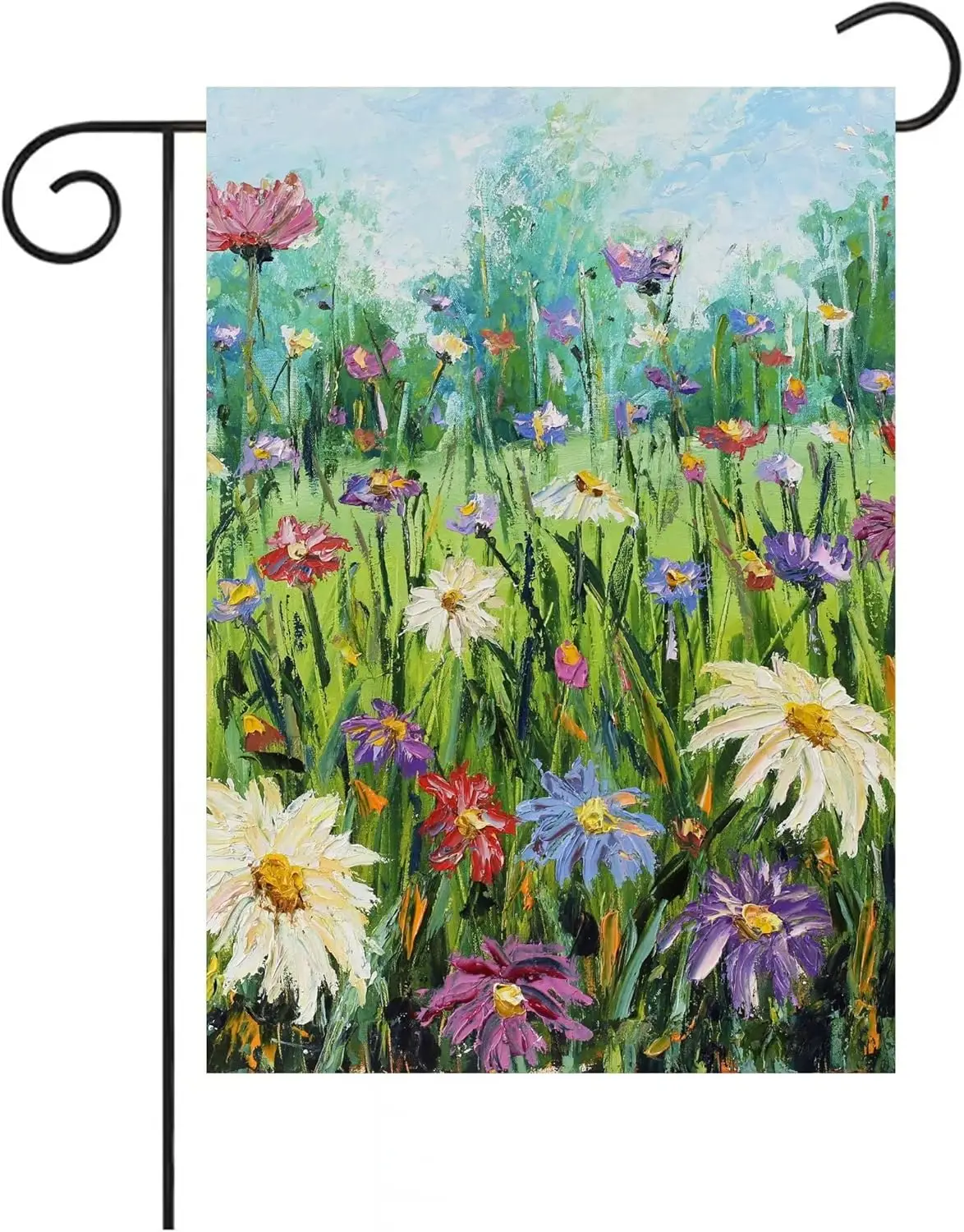 Spring Summer Watercolor Wild Floral Daisy Flowers Seasonal Nature Garden Flag 12 x 18 Inch Double Sided Yard House Outdoor Bann