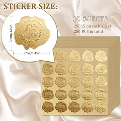Gold Embossed Heart-shaped Sticker with Self-adhesive Sealing Label, Wedding Party Invitation Card Envelope Decoration, Christma