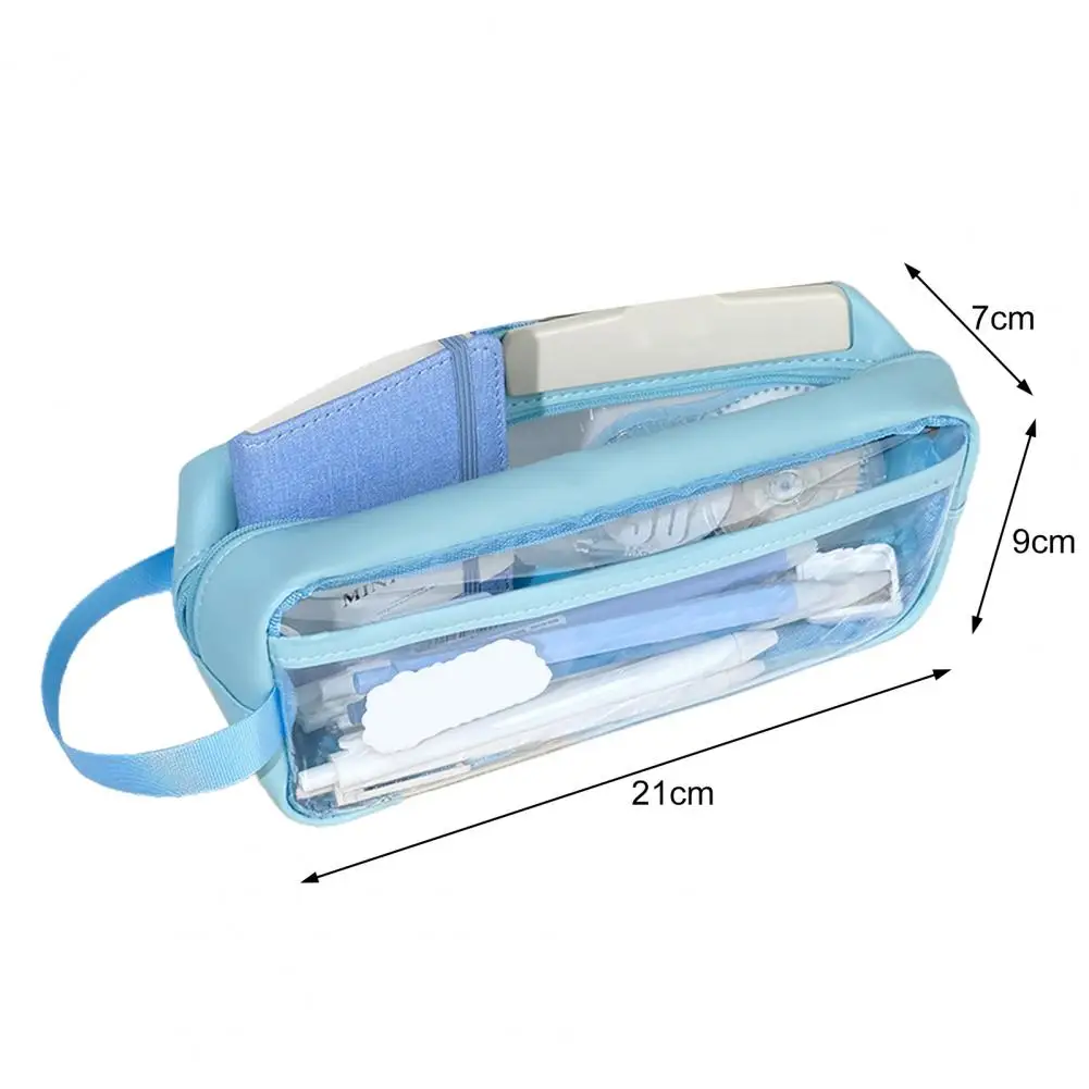 Convenient Pen Case PVC Pen Storage Bag Double Layer Pencil Storage Bag Stationery Container  Item Storage