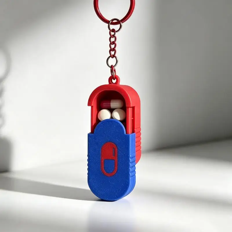 Slide Top Compact Pill Organizer Keychain 3D Printed Mini Pill Case for Office Workers Camping Hiking Short Trip