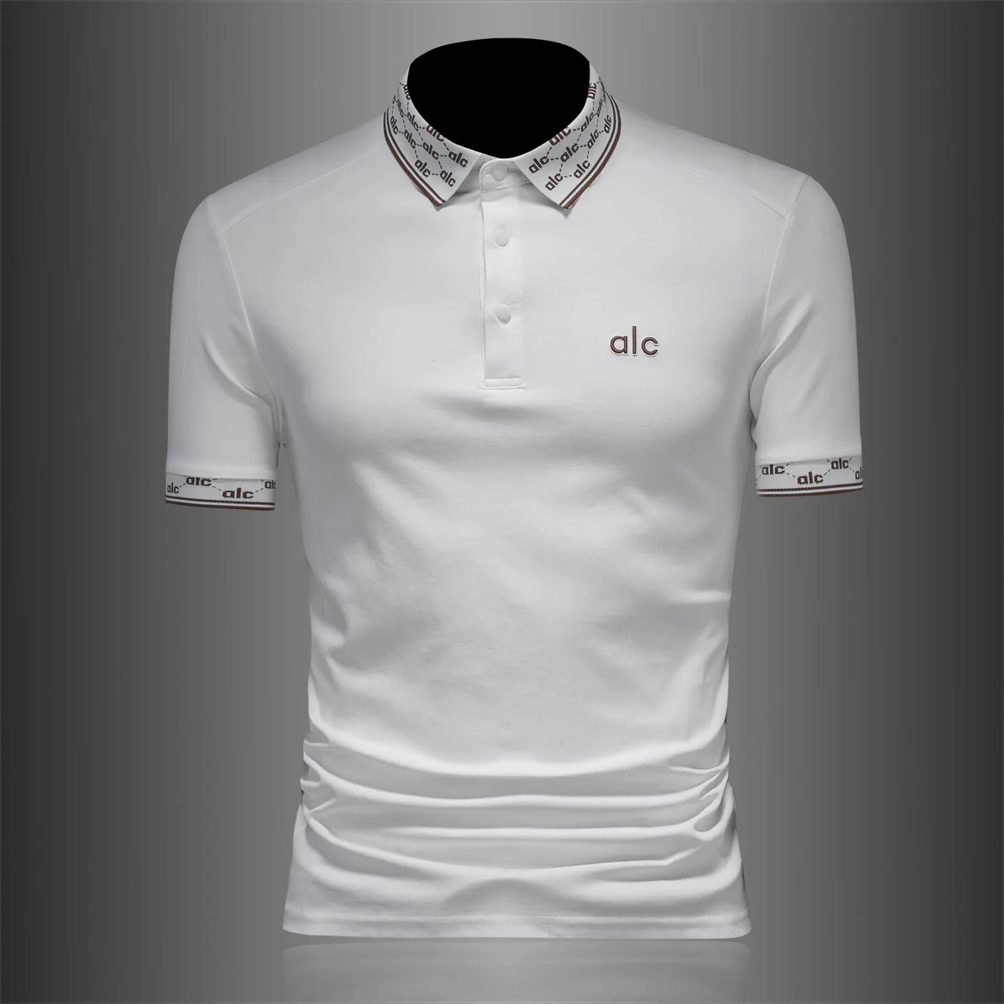 

Men's ort Sve irt Letter Print Slim Fit Trendy Brand Summer New Arrival Pure Cotton Moisture ng Ciwalk Ele...