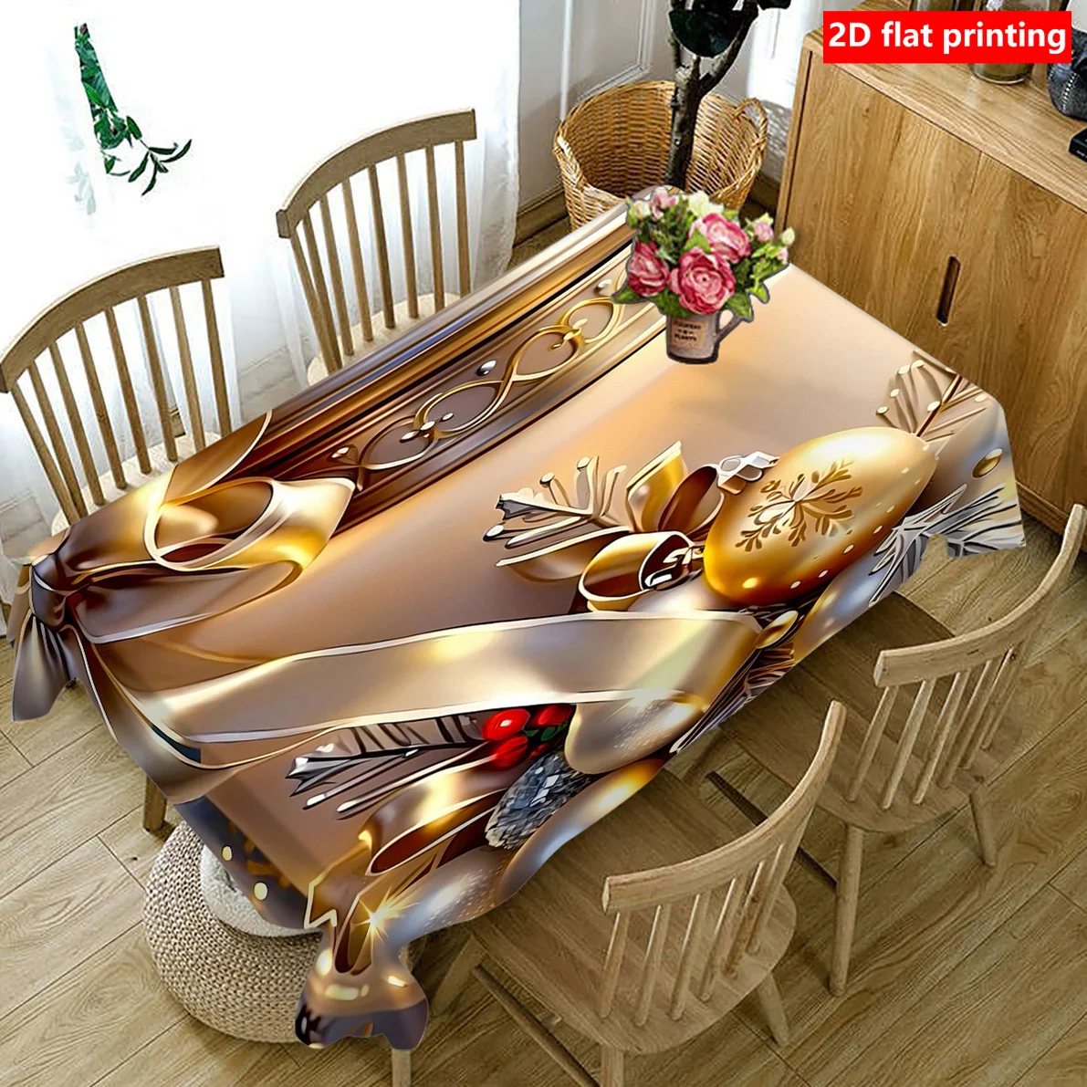 One 2D flat-printed tablecloth, rectangular and square table ottoman cloth, table cover, machine-madezyc