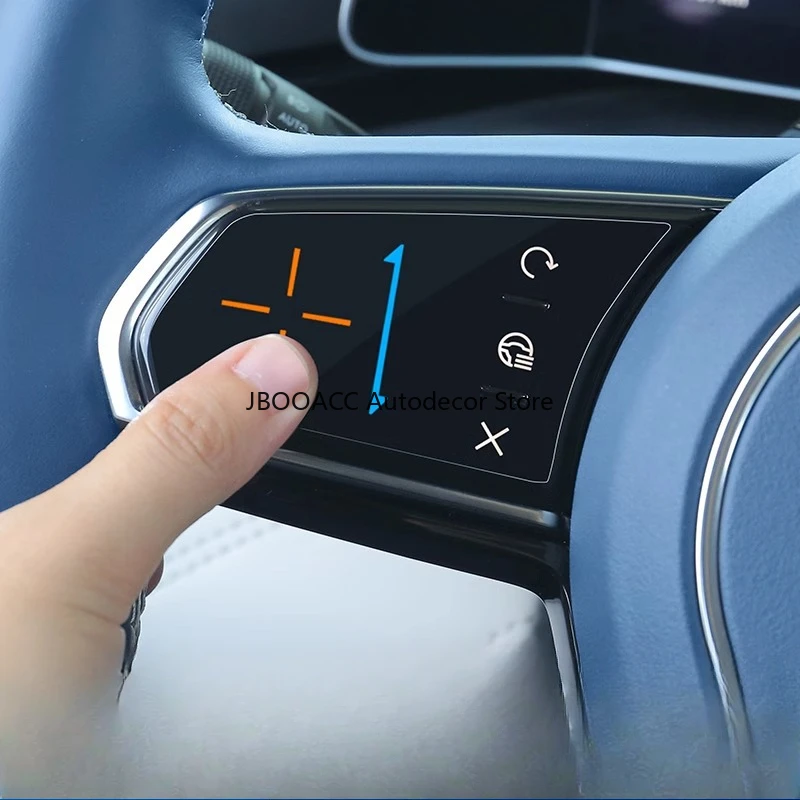 ل Zeekr 001 عجلة توجيه سيارة زر شفاف ملصقات بولي يوريثان مكيف الهواء لوحة أزرار طبقة حماية الملحقات الداخلية #4