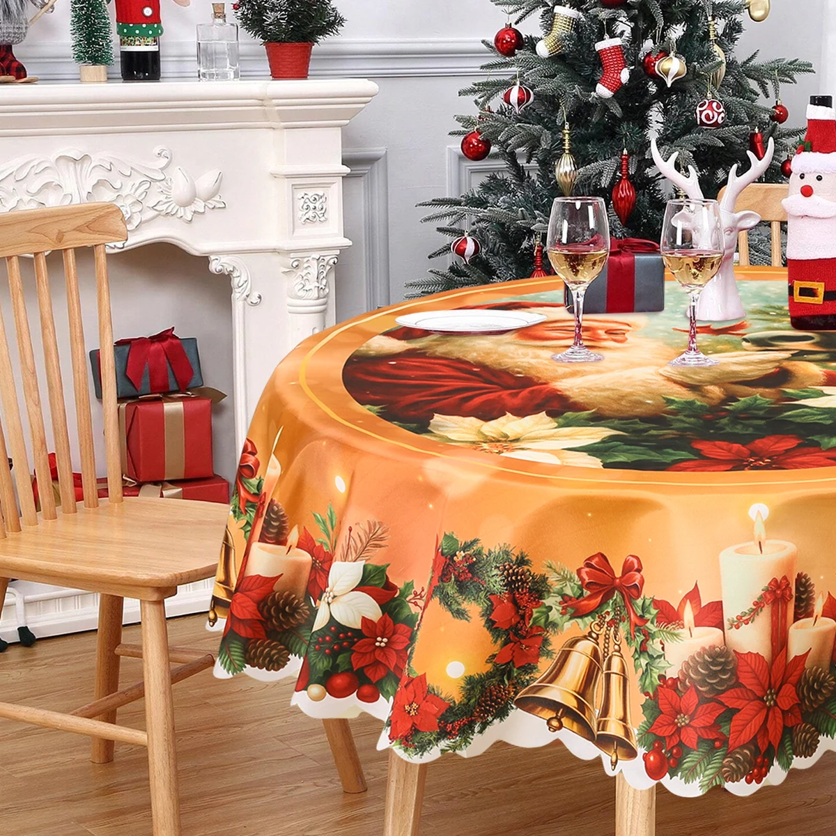

Vintage Santa Claus Pattern Printed Tablecloth Christmas Decoration for Home 2025 Xmas Ornament Navidad Natal New Year Gift 2026