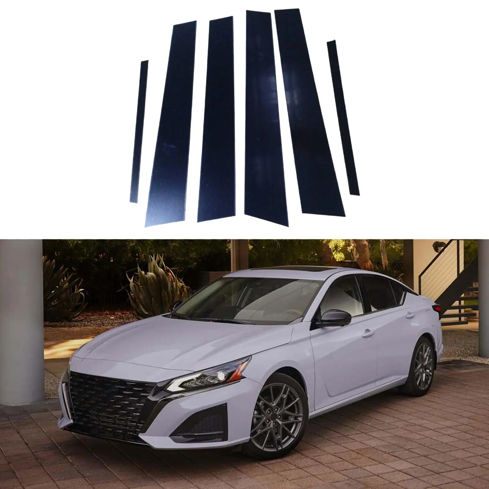 

6Pcs Door Window Cover Trim Center Post Sticker for Nissan 06-23 Aitima