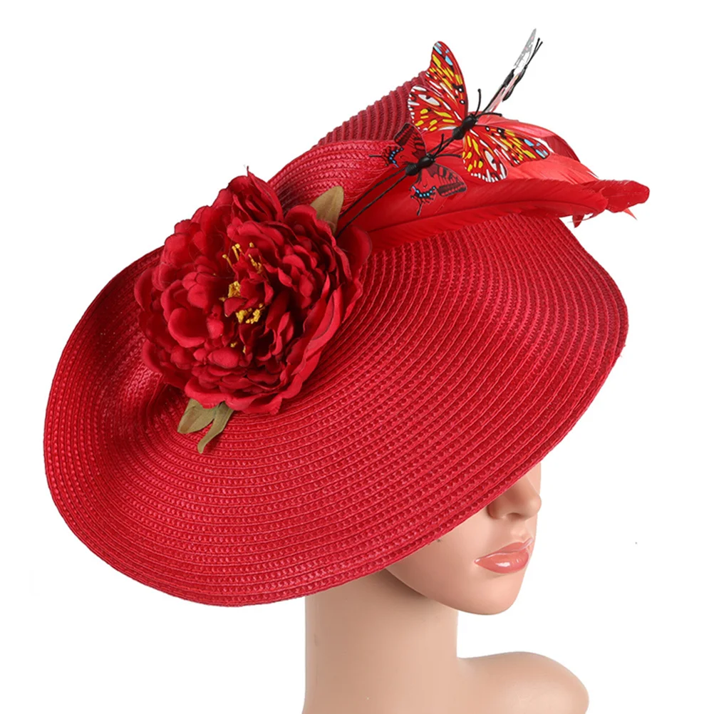 

Fashionable Straw Fascinator Hat Women Lightweight Comfortable Bride Headpiece Wedding Tea Party Prom Banquet Daily Photo Shoot