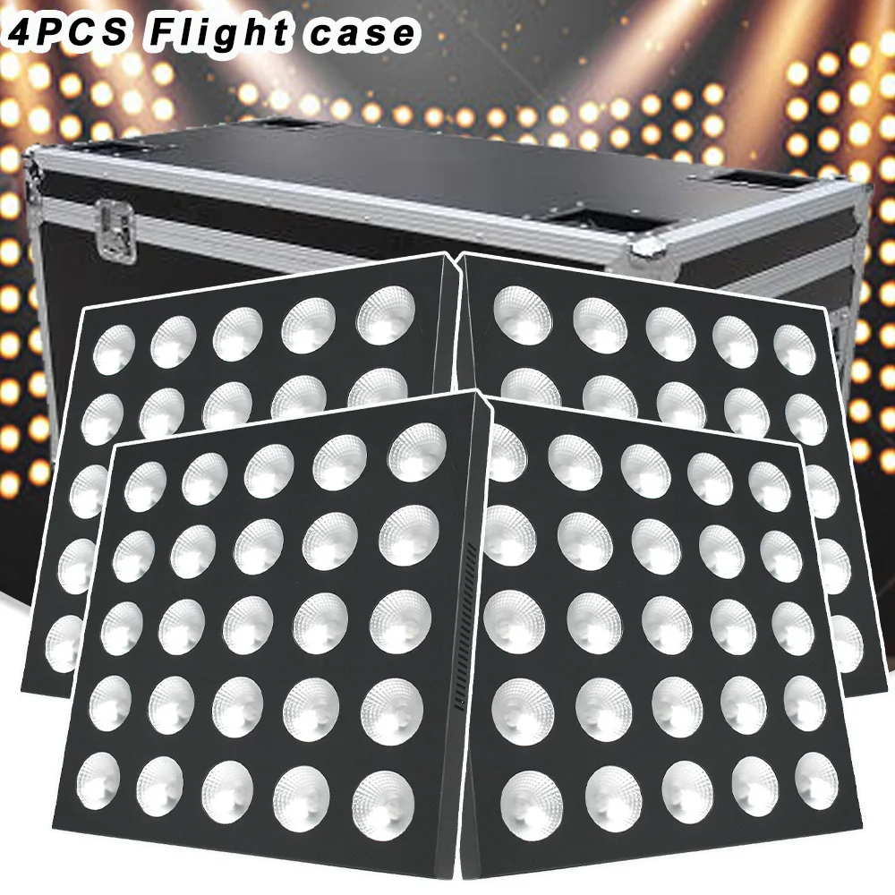 

4PCS Flight Case RGBW 4in1 25x30W LED Matrix Effect Stage Lighting Wall Washing Strobe Single Control Party Dj Disco Blander