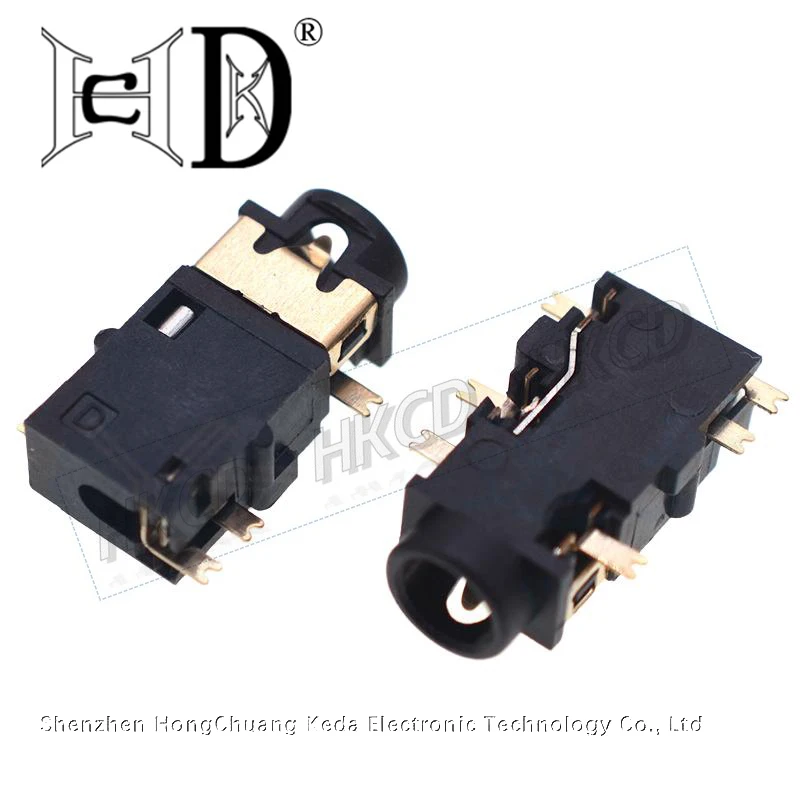 5PCS PJ342/PJ242 6Pin SMD Audio Socket Sinking Plate Gold Plated Connector PJ-342/PJ242 3.5mm/2.5mm Headphone Jack