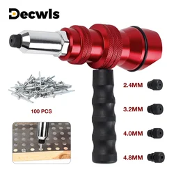 Upgraded Rivet Gun Electric Rivet Gun for 2.4mm-4.8mm Rivets Home Cordless Rivet Gun Drilling Tool with Removable Plastic Handle