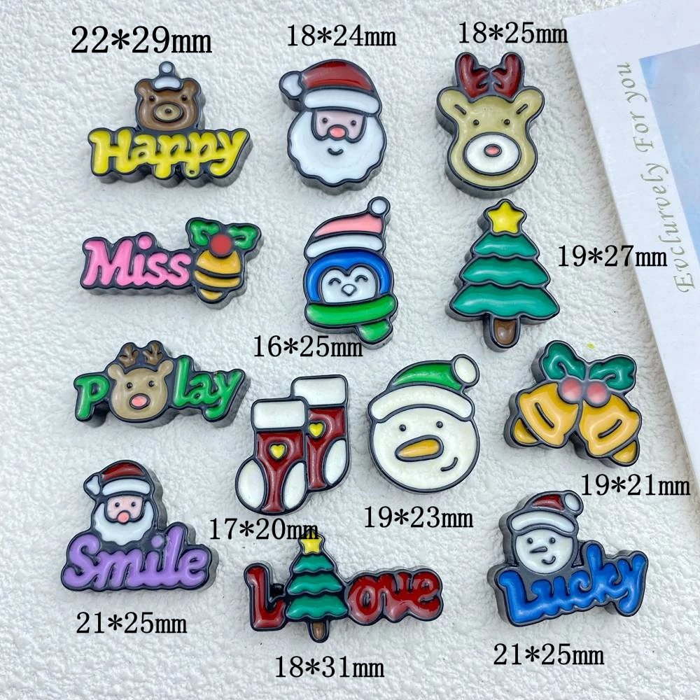 10Pcs New Cute Resin Cartoon Christmas Collection Series Flat Back Parts Embellishments For Hair Bows Accessories Free Shipping