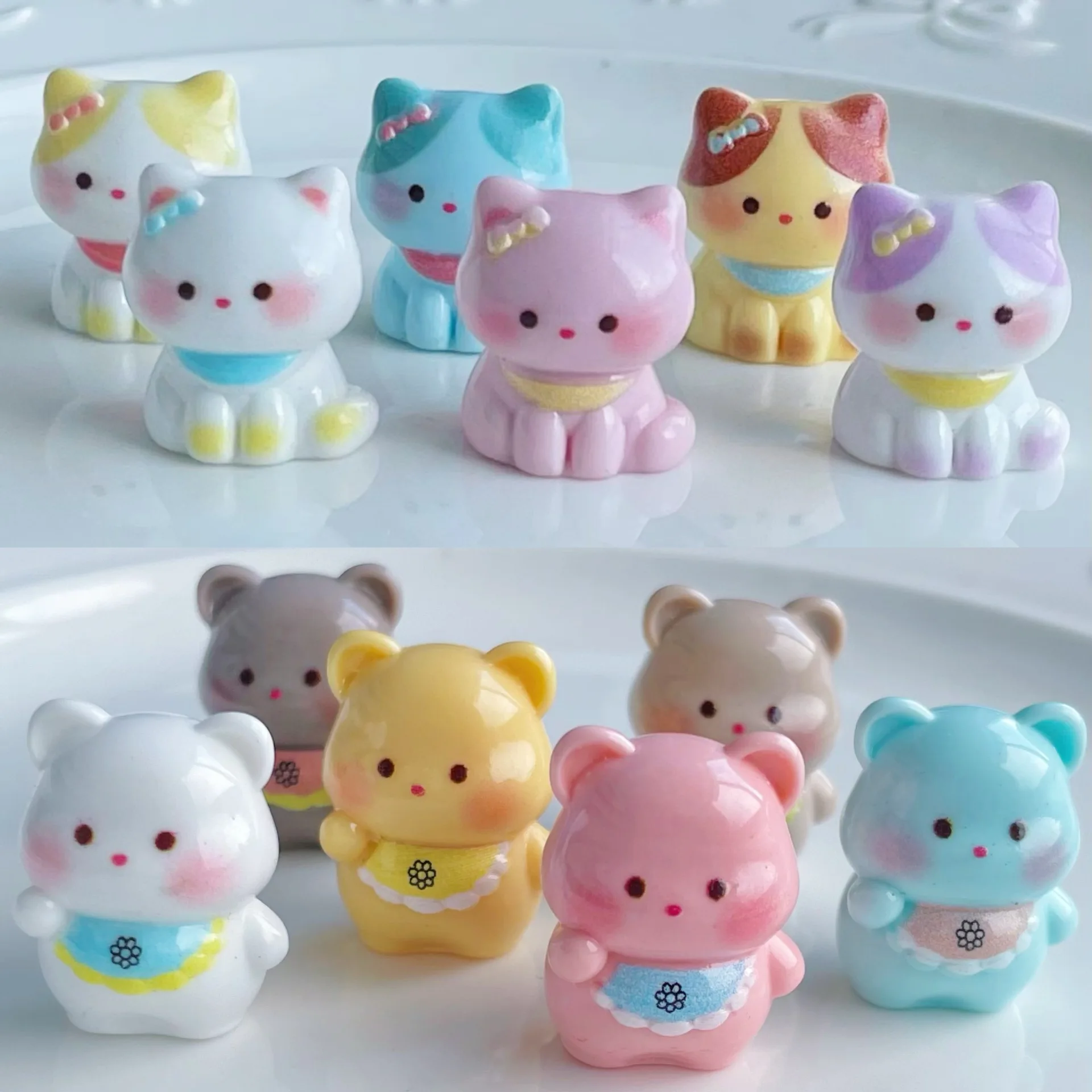 

100PCS Small-sized 3D cute bear bib cartoon animal puppy resin accessories handmade DIY hairpin ornament