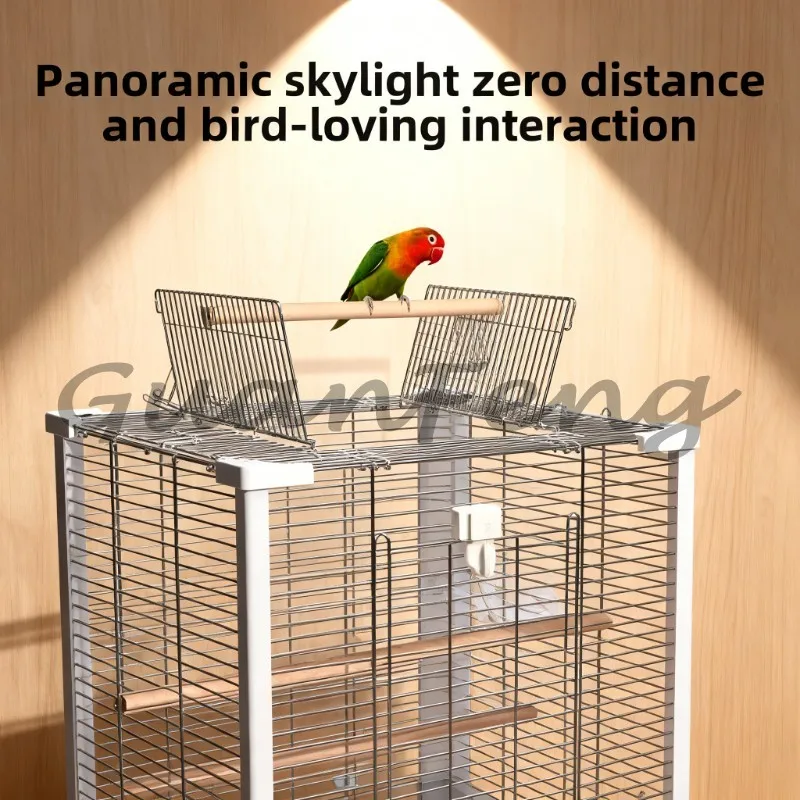 Large Stainless Steel Bird Cage, Double Door Design Splash-proof Breeding Aviary, Easy-to-clean Parrot Finch Pet Bird Enclosure