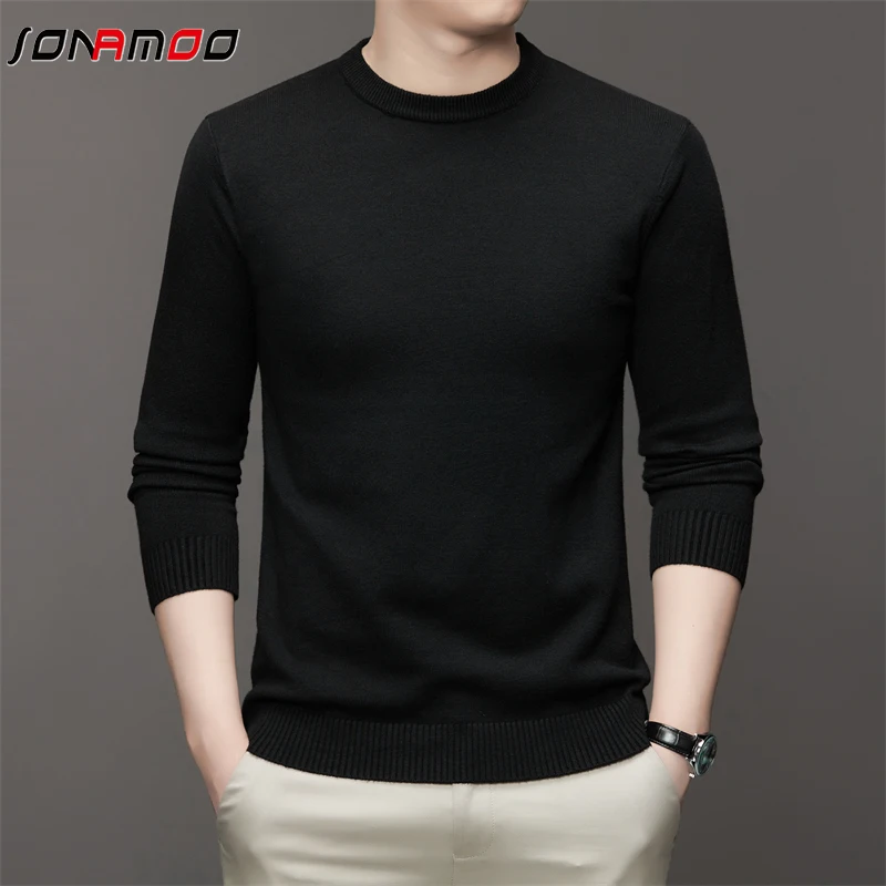 7 Colour Men\'s Round Neck Long Sleeved Solid Color Sweater Soft Warm and Comfortable Top with a Base