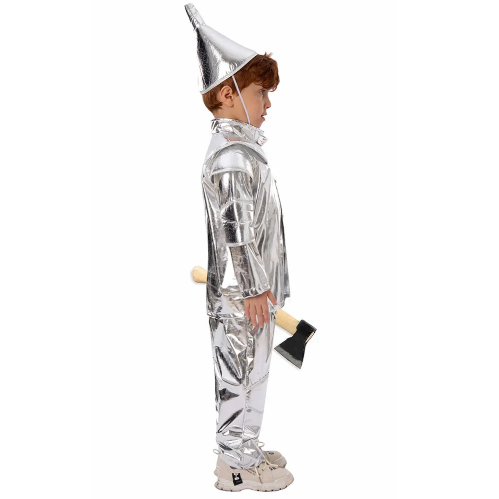 Umorden 2024 Nieuwe Zilveren Tin Man Kostuum voor Kinderen Kinderen Jongens Meisjes 3 stks/set Met Hart 3-10Y Halloween Purim Party Fancy Dress