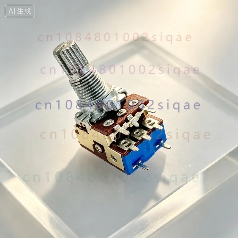 FOR R12 Type B20K Switched Dual Potentiometer 15mm Shaft Volume Switch For Computer Speaker,10PCS