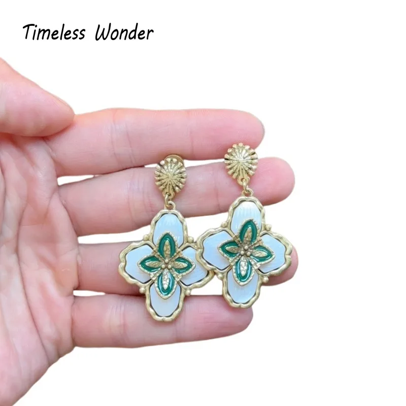 

Timeless Wonder Retro Enamel Geo Floral Stud Earrings for Women Designer Jewelry Runway Gift Brincos Cute Top Runway Mix 3628