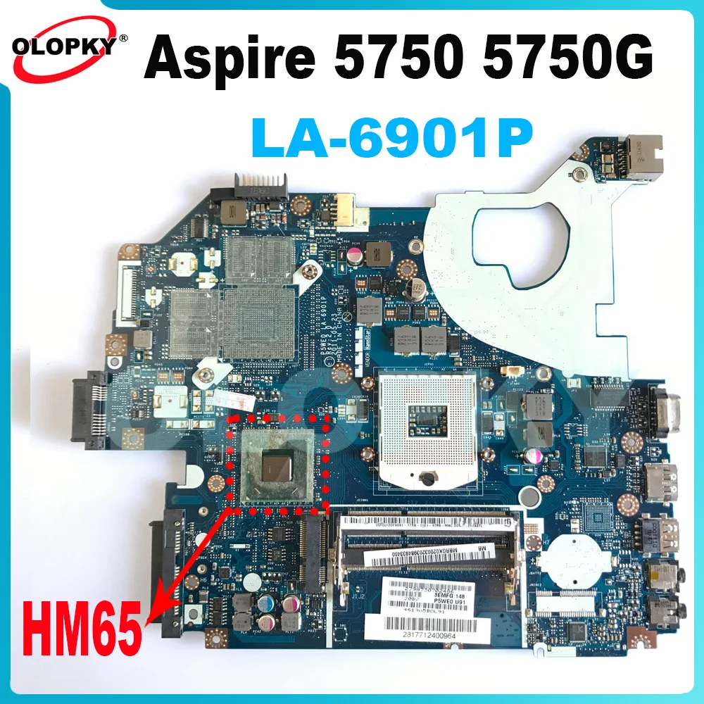 

P5WE0 LA-6901P Mainboard for Acer Aspire 5750 5755 5750G 5755G Laptop Mainboard with HM65 DDR3 UMA Fully tested
