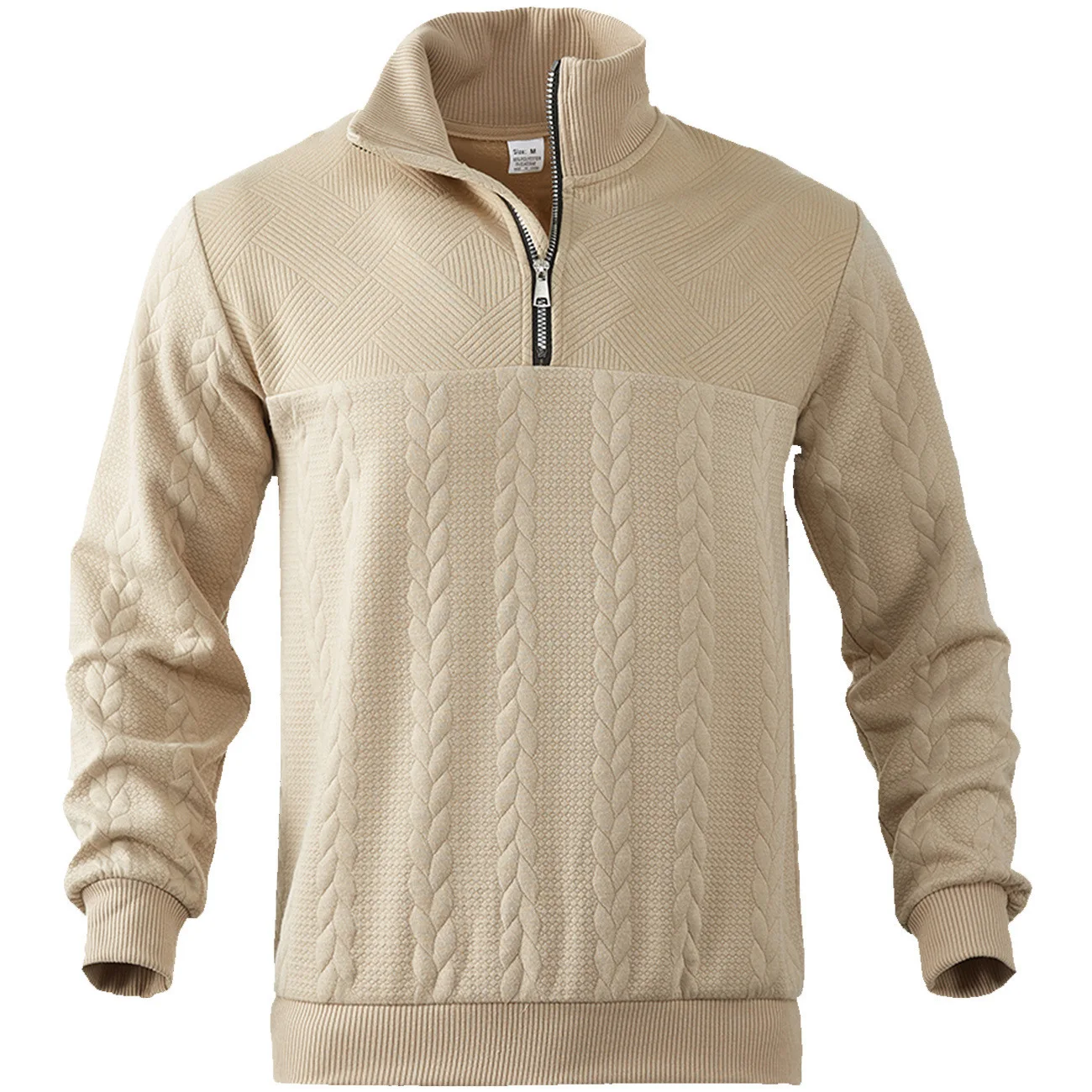 Sweater men 2026 casual retro casual stand-up collar zipper loose knitted jacquard long-sleeved pullover men's clothing