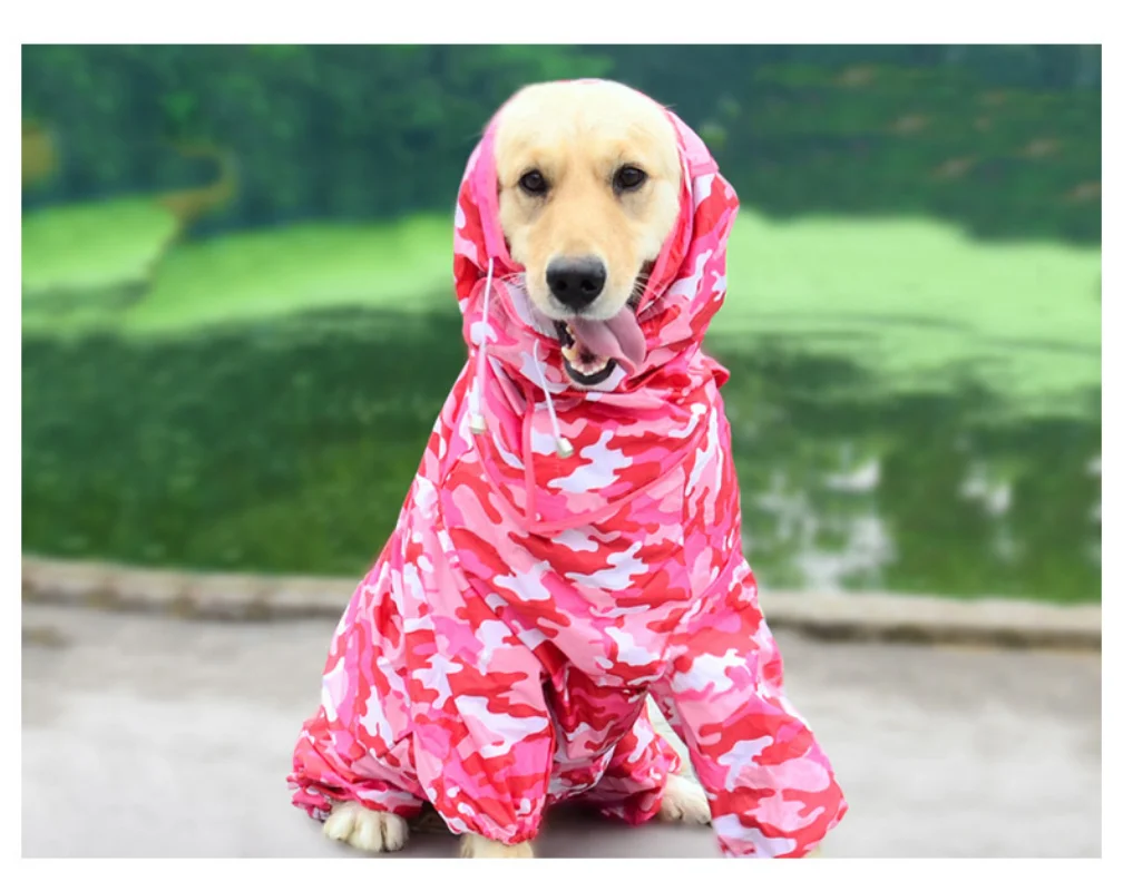 Pet Dog Raincoat Outdoor Waterproof Clothes Hooded Jumpsuit Overalls for Small Big Dogs Rain Cloak French Bulldog Labrador