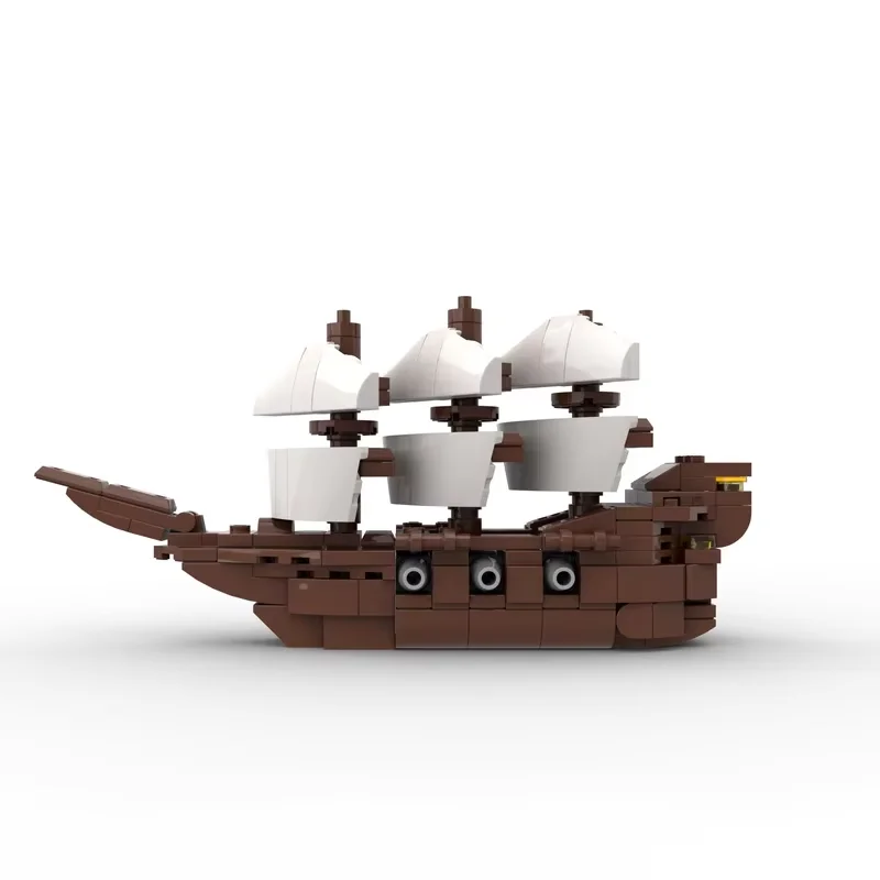 Miniaturowy model statku pirackiego MOC - mały zestaw klocków do składania z cząsteczek, 228 elementów - kreatywny prezent świąteczny - odpowiedni dla