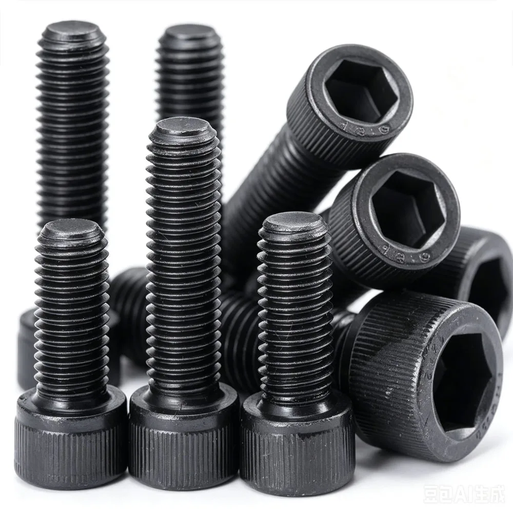 1/4'' to 5/8'' UNC UNF Knurled Hex Socket Cap Head Bolts, DIN912 Grade 12.9 Black Alloy Steel Allen Key Screws