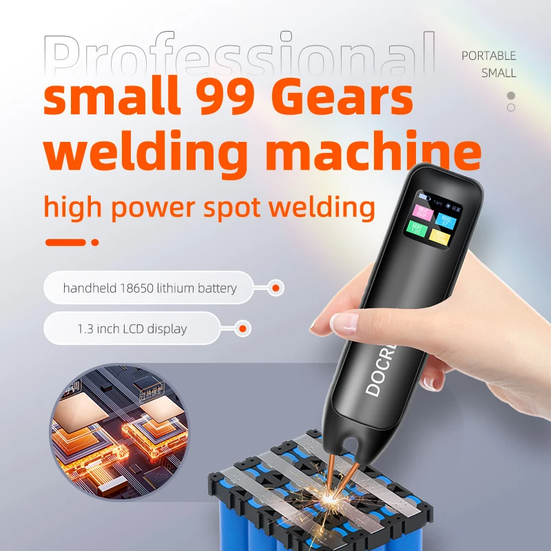 

New portable small 99 Gears welding machine 1.3 inch LCD display handheld 18650 lithium battery high power spot welding