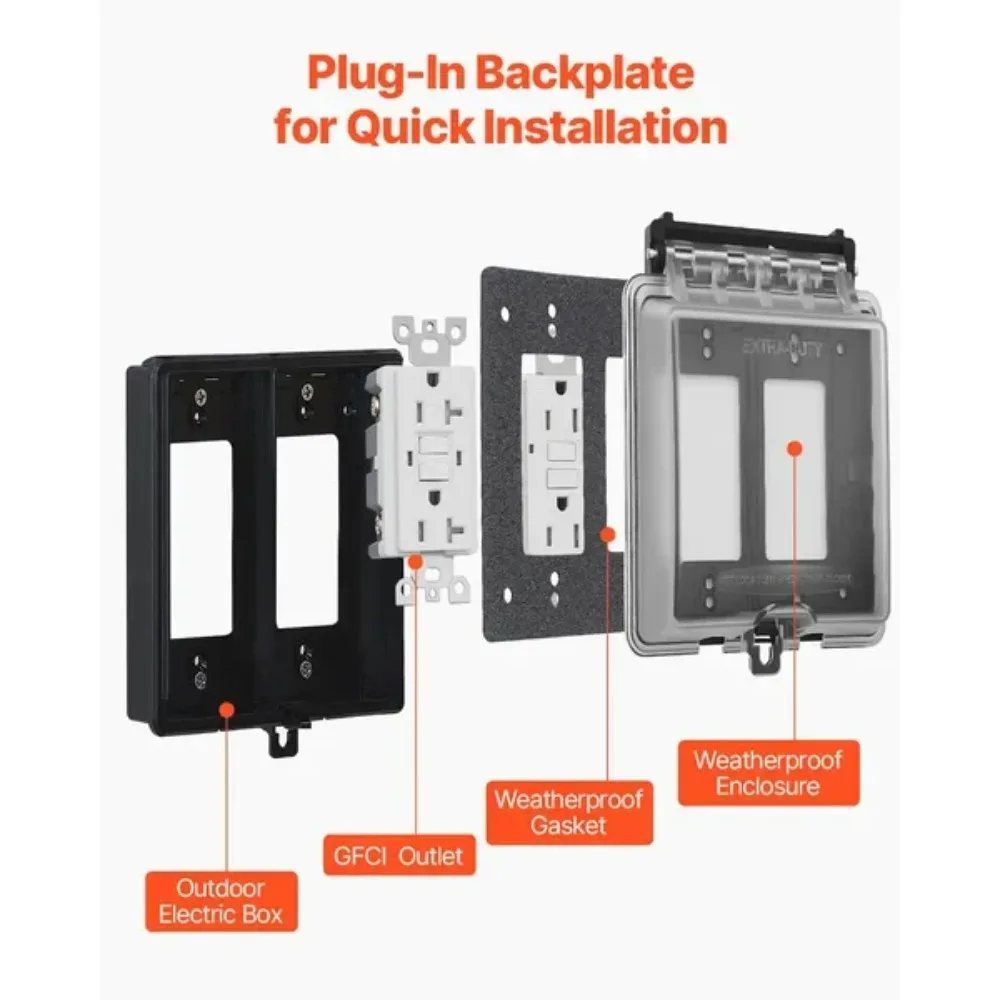 Крышка наружной розетки 2-местная запираемая всепогодная крышка электрической розетки
